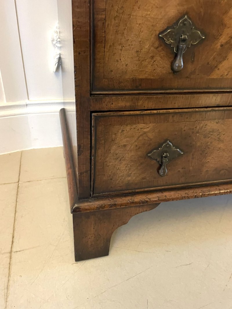 Antique Quality Burr Walnut Chest of Four Drawers with Brushing Slide - Image 11